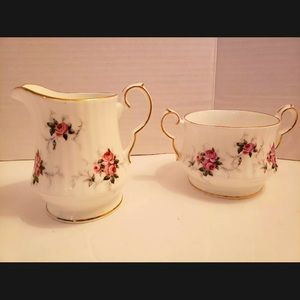 Princess House SPODE Hammersley WINDSOR ROSE Sugar Bowl & Creamer Set Gold Trim